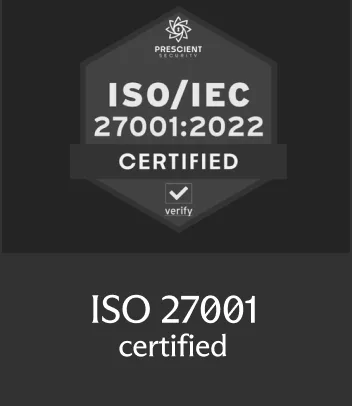 Prescient Security’s ISO/IEC 27001:2022 certification badge